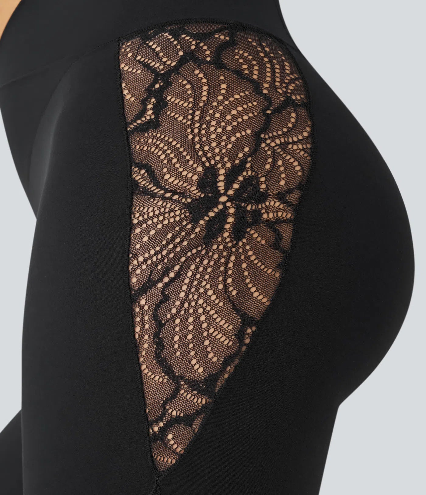 SoftlyZero™ High Waisted Crossover Contrast Lace Pocket Yoga Leggings-UPF50+