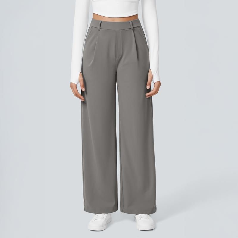 TryHavora Flex High Waisted Plicated Side Pocket Straight Leg Work Pants