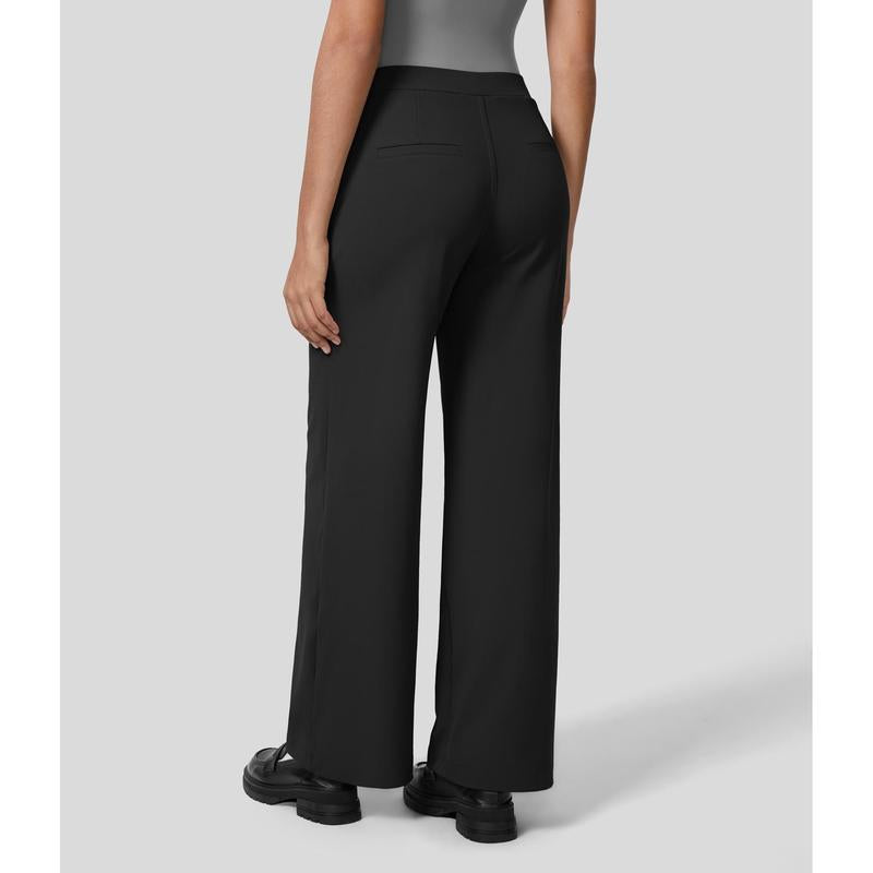 TryHavora Flex High Waisted Plicated Side Pocket Straight Leg Work Pants