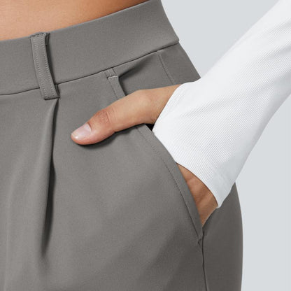 TryHavora Flex High Waisted Plicated Side Pocket Straight Leg Work Pants