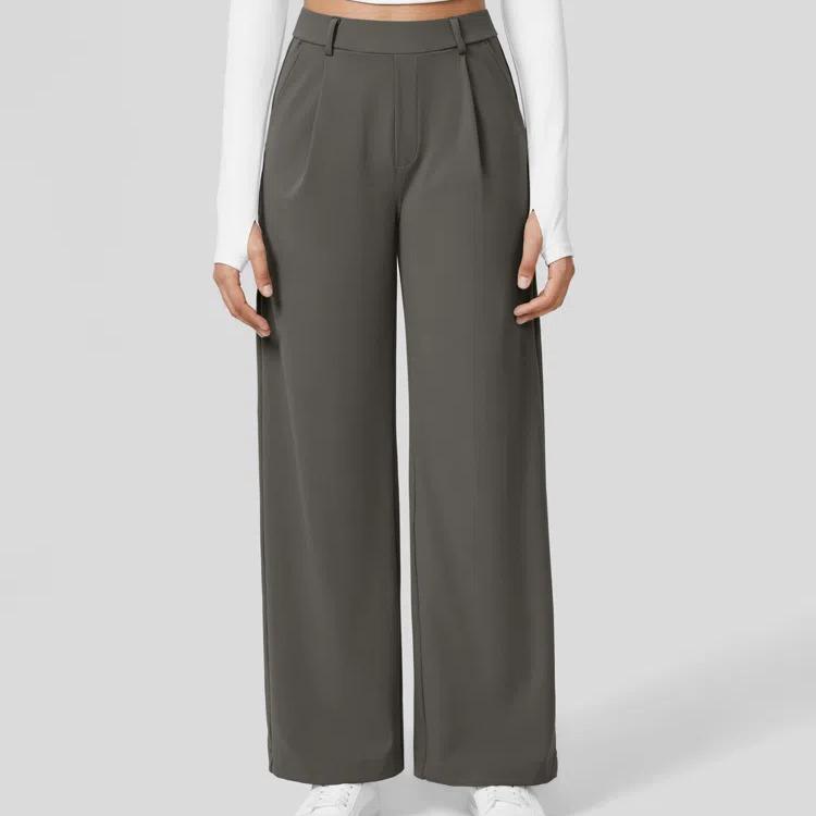 TryHavora Flex High Waisted Plicated Side Pocket Straight Leg Work Pants